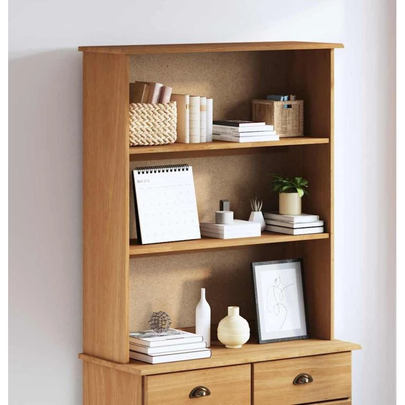 vidaXL Skab ASKIM 91x30x104 cm Brun Massivt Fyrretræ