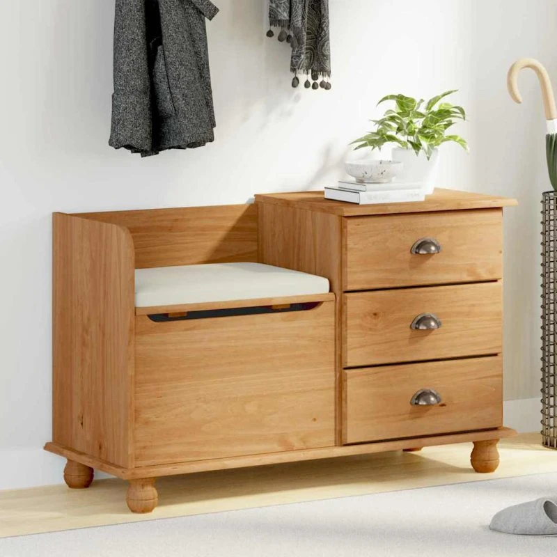 vidaXL Opbevaringsbænk ASKIM Brun 100 x 39 x 62 cm