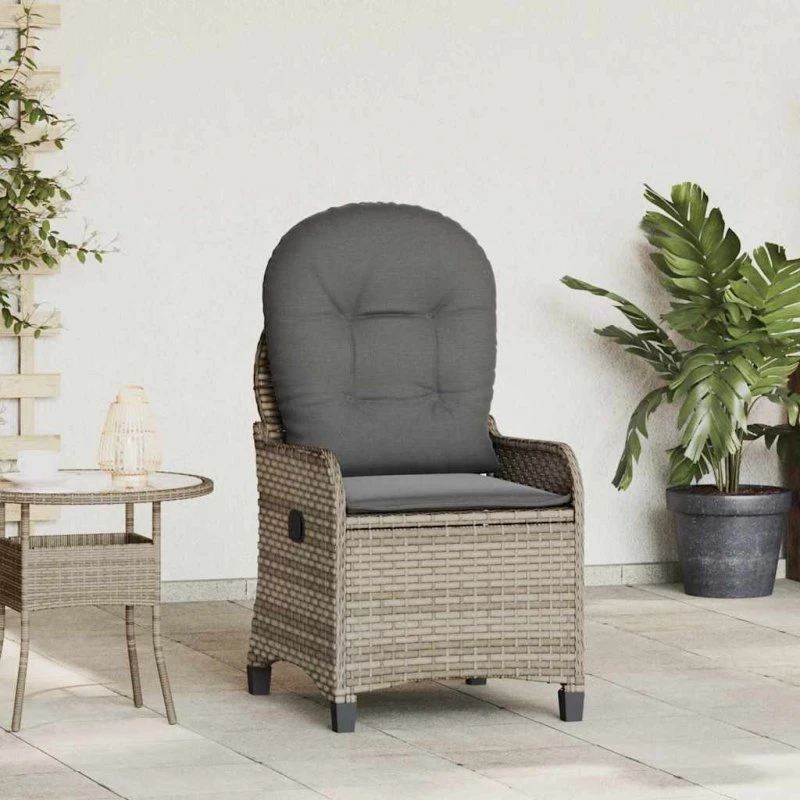 vidaXL Liggestol med Pude Grå 56 x 66 x 95 cm Polyrattan