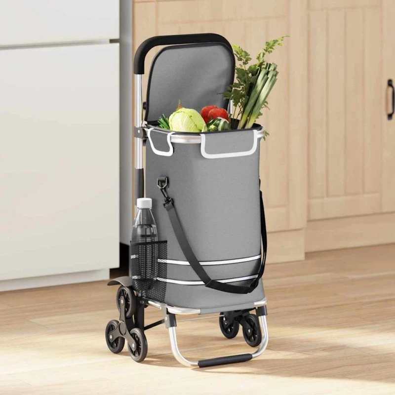 vidaXL Indkøbsvogn Grå 47 x 39 x 100,5 cm Foldbar Oxford Stof