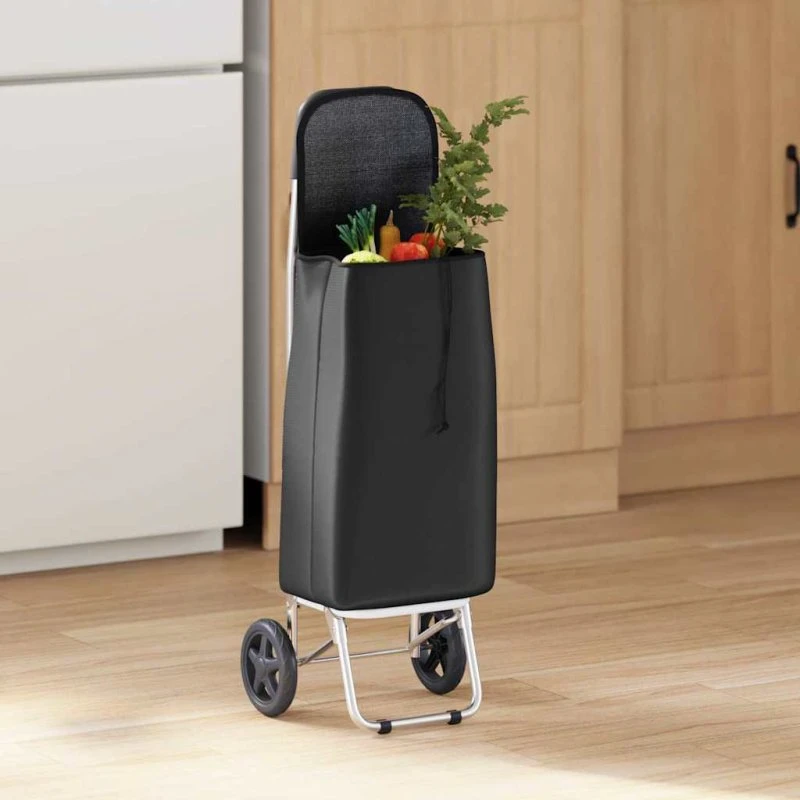 vidaXL Indkøbsvogn Sort 35 x 28 x 92 cm med Oxford-stof
