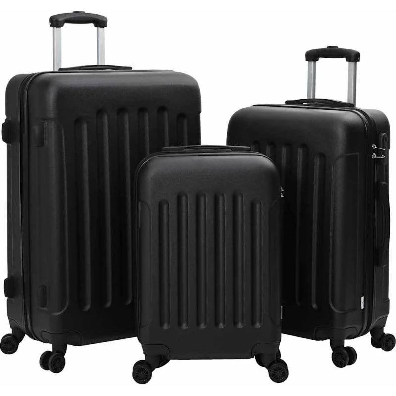 vidaXL Kuffert Sæt 3 stk Sort 50 x 31 x 78 cm ABS Plastik med Lås