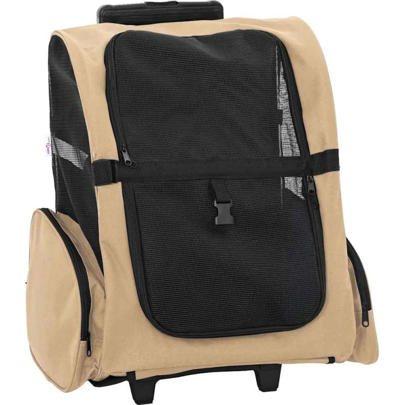 vidaXL 3-i-1 kæledyrsvogn sand 48x32x(57-106) cm oxfordstof