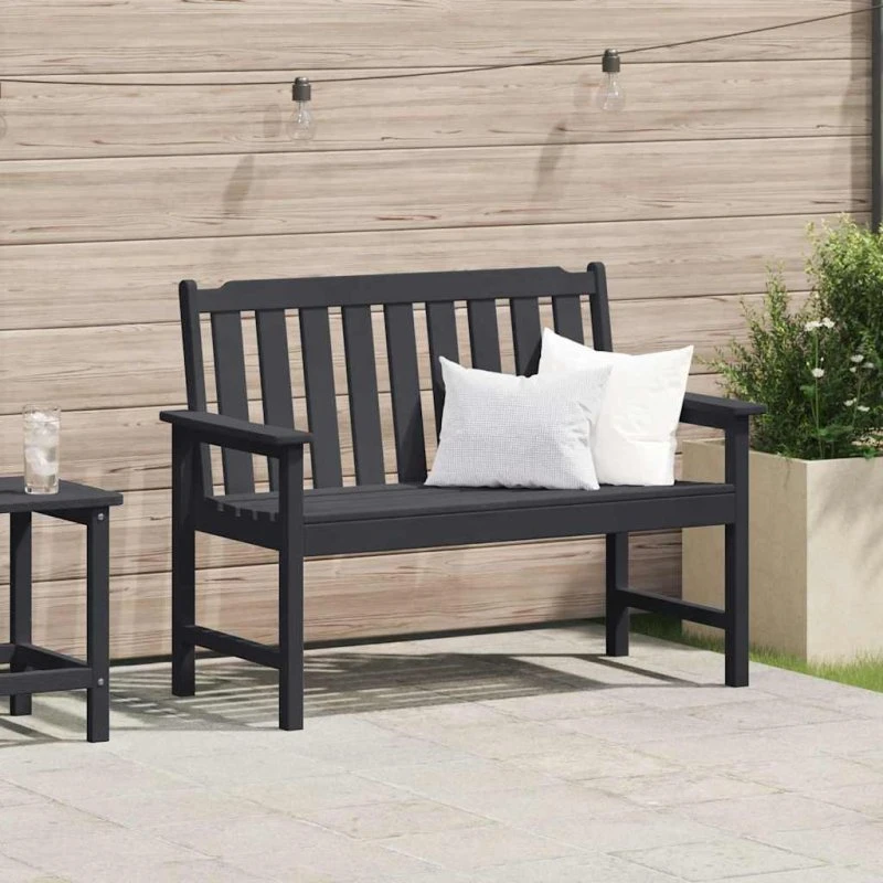 vidaXL Havebænk Sort 120 x 59 x 88 cm HDPE