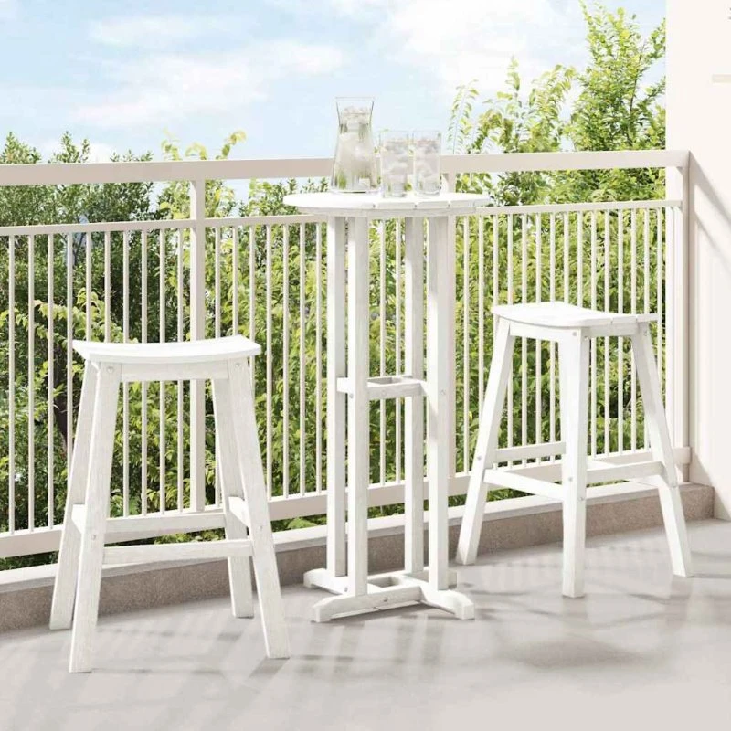 vidaXL Barbænk 2 stk Hvid 52 x 43 x 73,5 cm HDPE