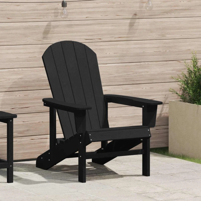 vidaXL Adirondack-stol Sort 82 x 74 x 92 cm HDPE