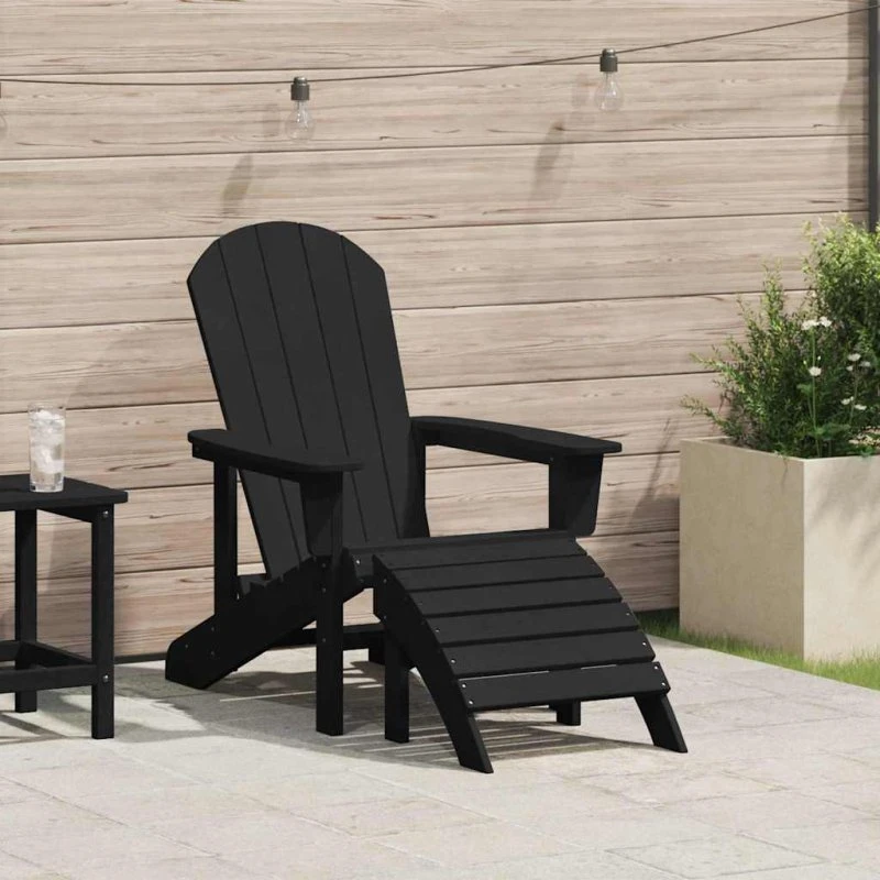 vidaXL Adirondack-stol Sort 82x74x92 cm HDPE med pude