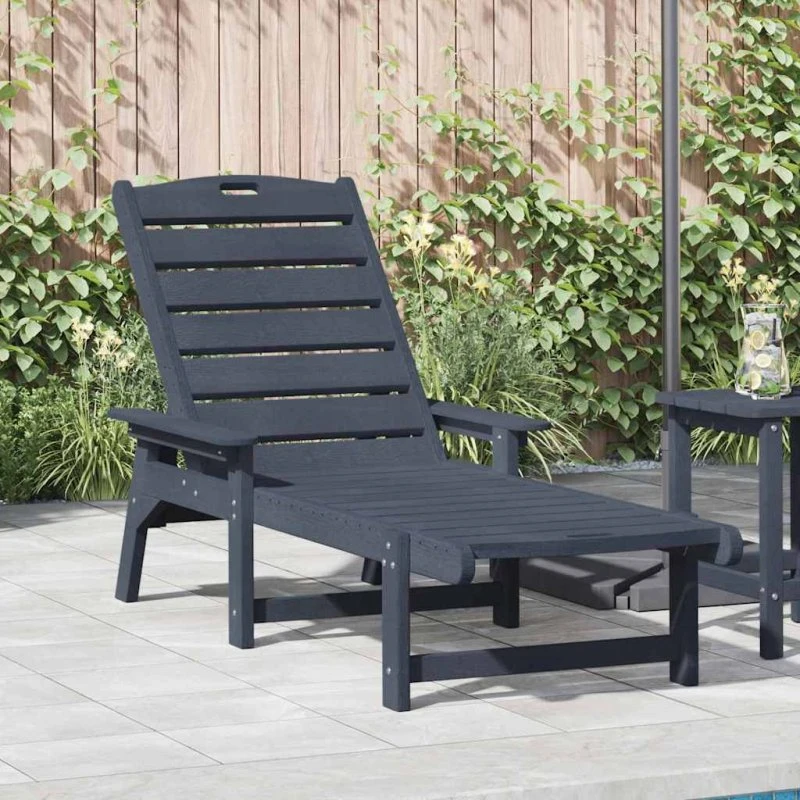 vidaXL Solstol Mørkeblå 195,5 x 53 x 98,5 cm HDPE