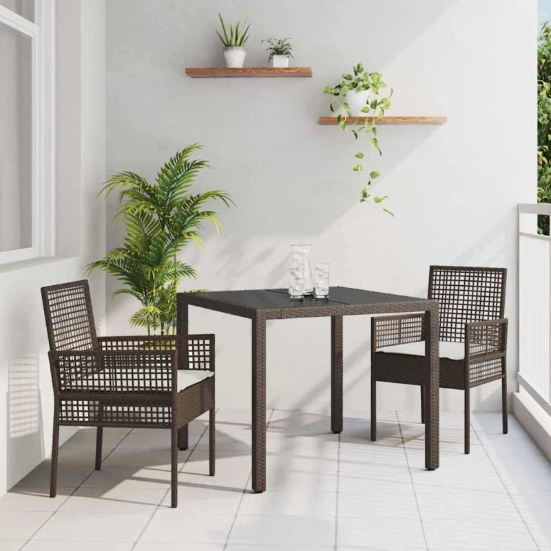 vidaXL Have Spisebordssæt 3 del, Brun Poly Rattan