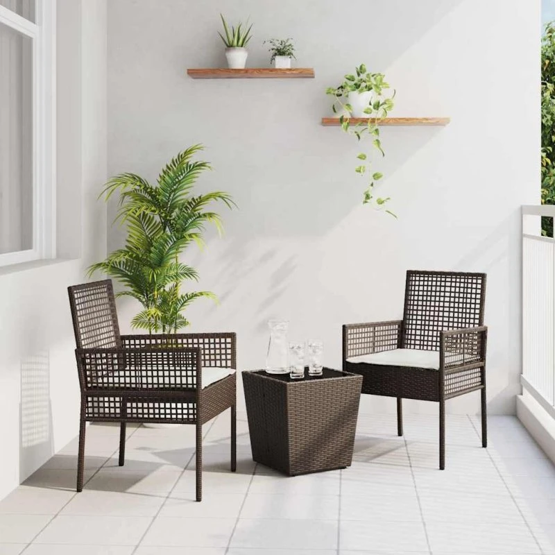 vidaXL Have Bistro Sæt 3 pc Brun Poly Rattan
