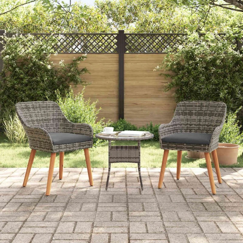 vidaXL Have Stol med pude 2 stk Grå 62,5 x 55 x 82 cm polyrattan
