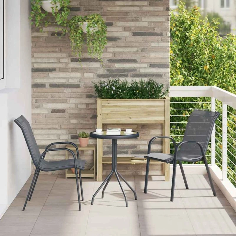 vidaXL Have Bistro Sæt 3 stk Grå Stål