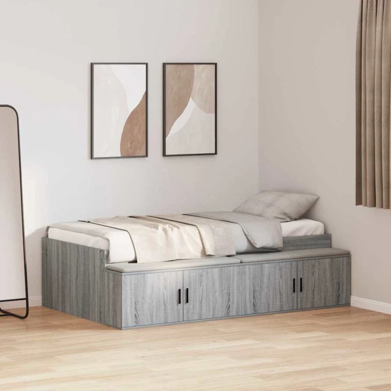 vidaXL Sengestel med Skuffe Grå Sonoma 80 x 200 cm Konstrueret Træ