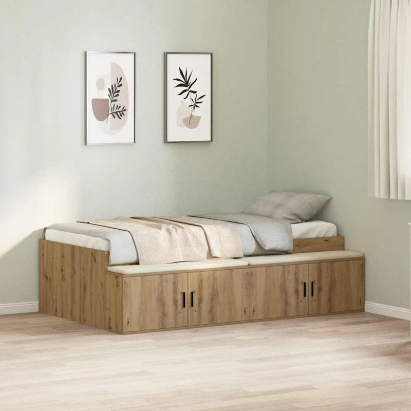 vidaXL Sengestel Artisan Egetræ 80 x 200 cm med skuffe