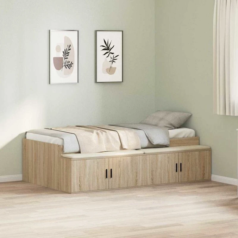 vidaXL Sengestel med skuffe Sonoma-eg 70 x 190 cm Konstrueret træ
