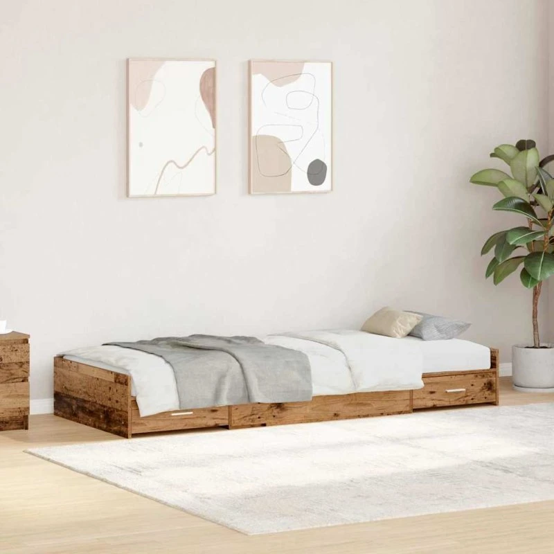 vidaXL Sengestel med skuffe 80 x 200 cm Gammelt Træ