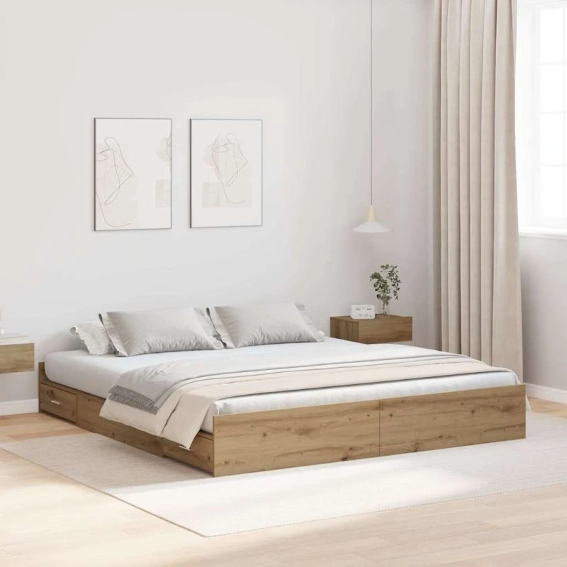 vidaXL Seng med opbevaring Artisan Egetræ 180 x 200 cm