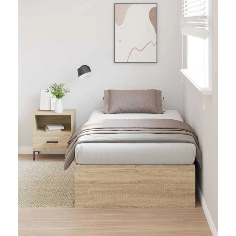 vidaXL Sengestel med Opbevaring Sonoma-Eg 80 x 200 cm Konstrueret Træ