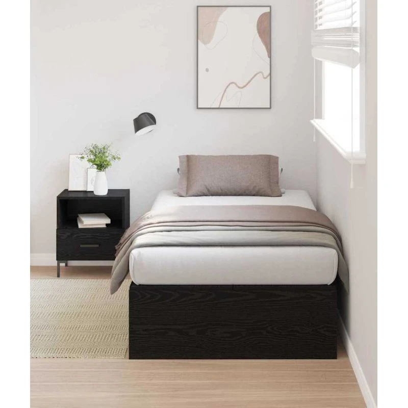 vidaXL Sengestel med Opbevaring, Sort Eg, 100 x 200 cm