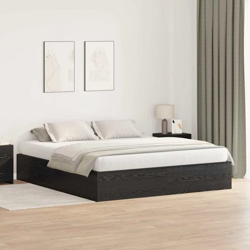 vidaXL Sengestel med Opbevaring 200x200 cm Sort Eg