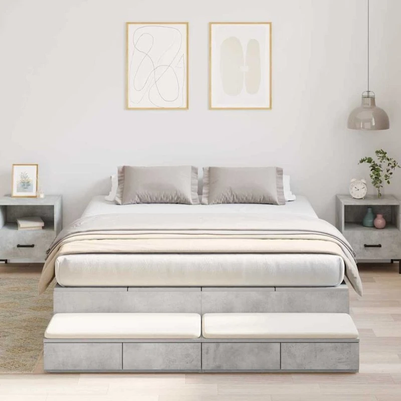 vidaXL Seng med opbevaring 140 cm Beton Grå