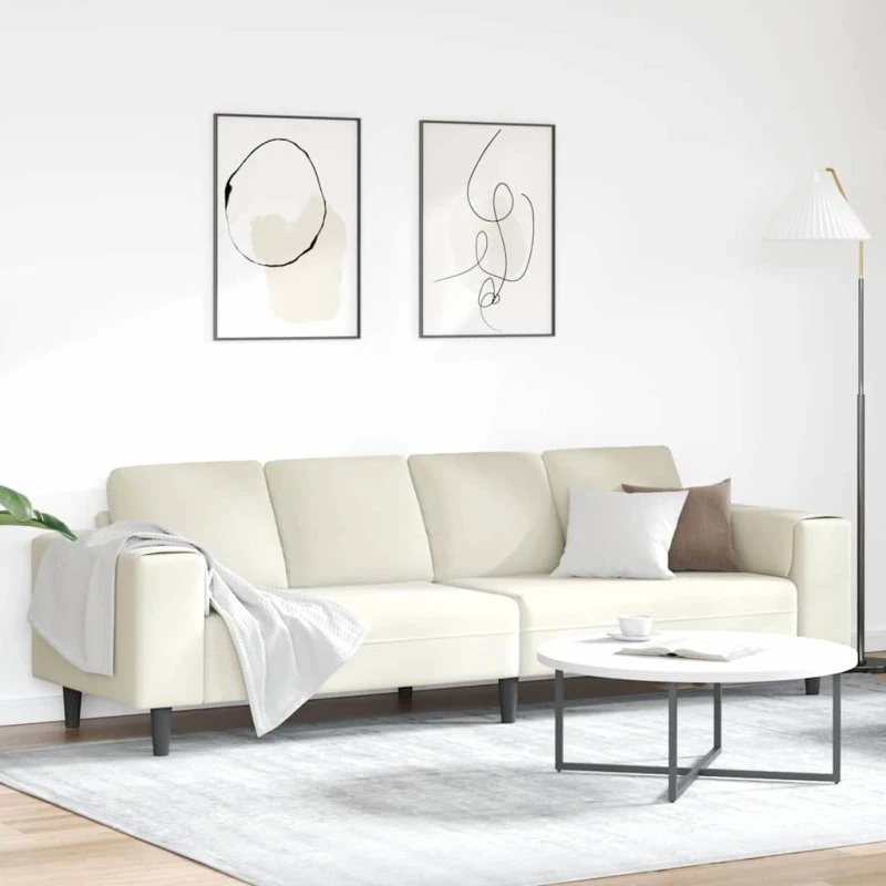 vidaXL Stue Sofa Creme 250 x 77 x 76 cm