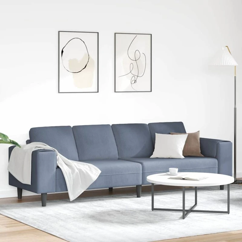 vidaXL Blå 3-personers Sofa 250 x 77 x 76 cm Corduroy-stof