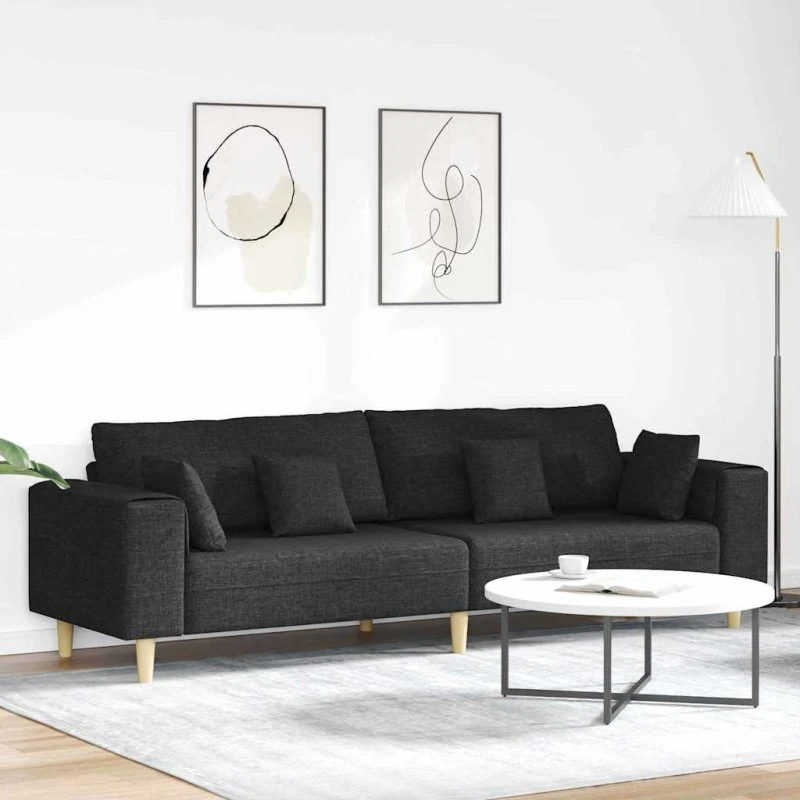 vidaXL Stof Sofa med Pude Sort 208 cm