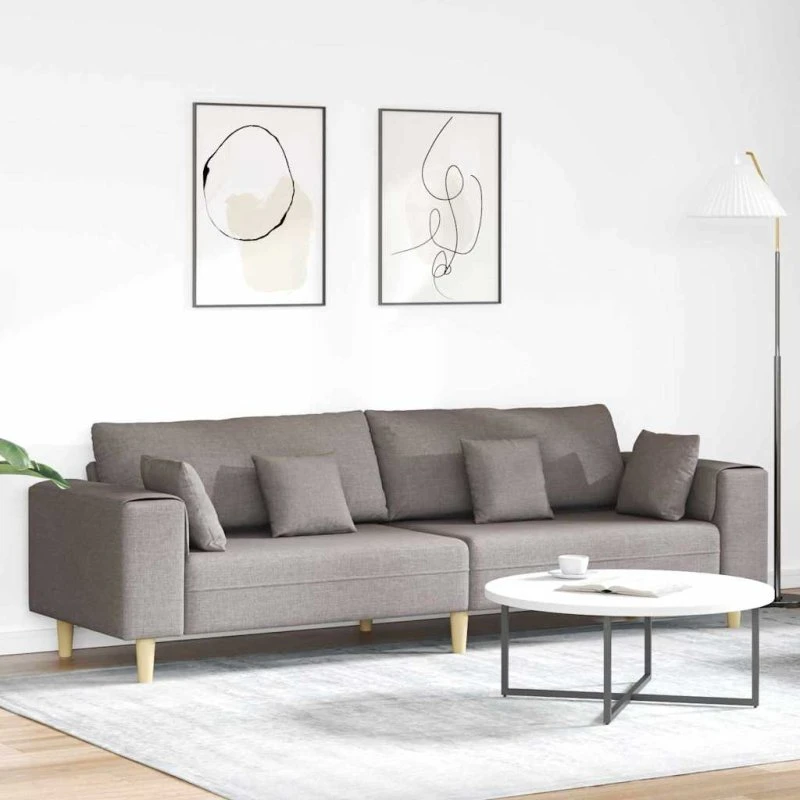 vidaXL Stof Sofa med Pude Gråbrun 208 cm
