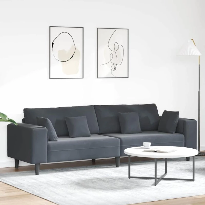 vidaXL Mørkegrå Fløjls Sofa 250 x 77 x 76 cm