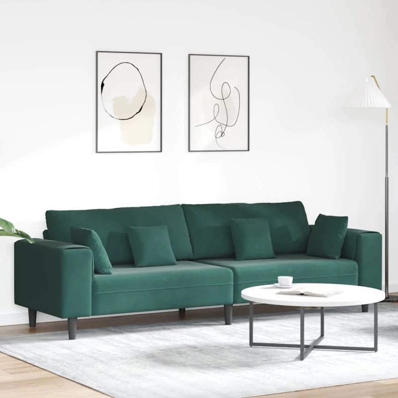 vidaXL Mørkegrøn Fløjlsofa 250 x 77 x 76 cm