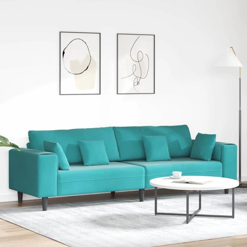 vidaXL Turkis Fløjls Sofa 250 x 77 x 76 cm