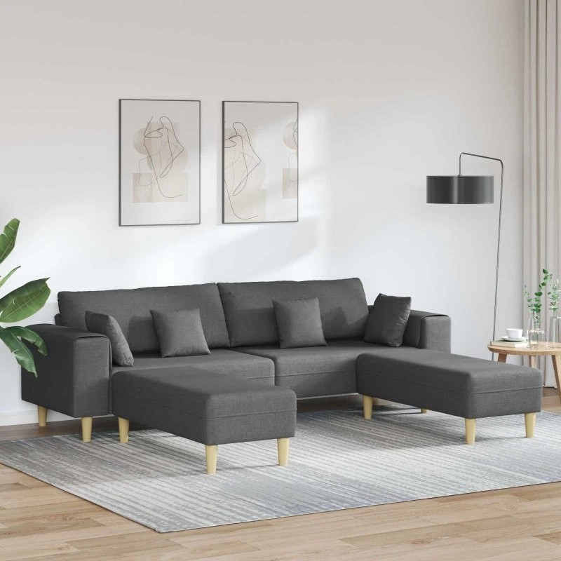 vidaXL Sofa med pude 3 plads mørkegrå 208 cm