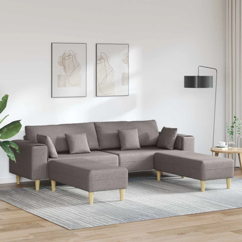 vidaXL Sofa med pude 3 pladser Gråbrun 208 cm