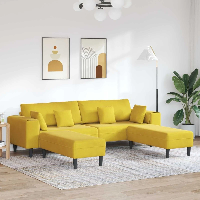 vidaXL Fløjls Sofa 3-del 250 cm Gul