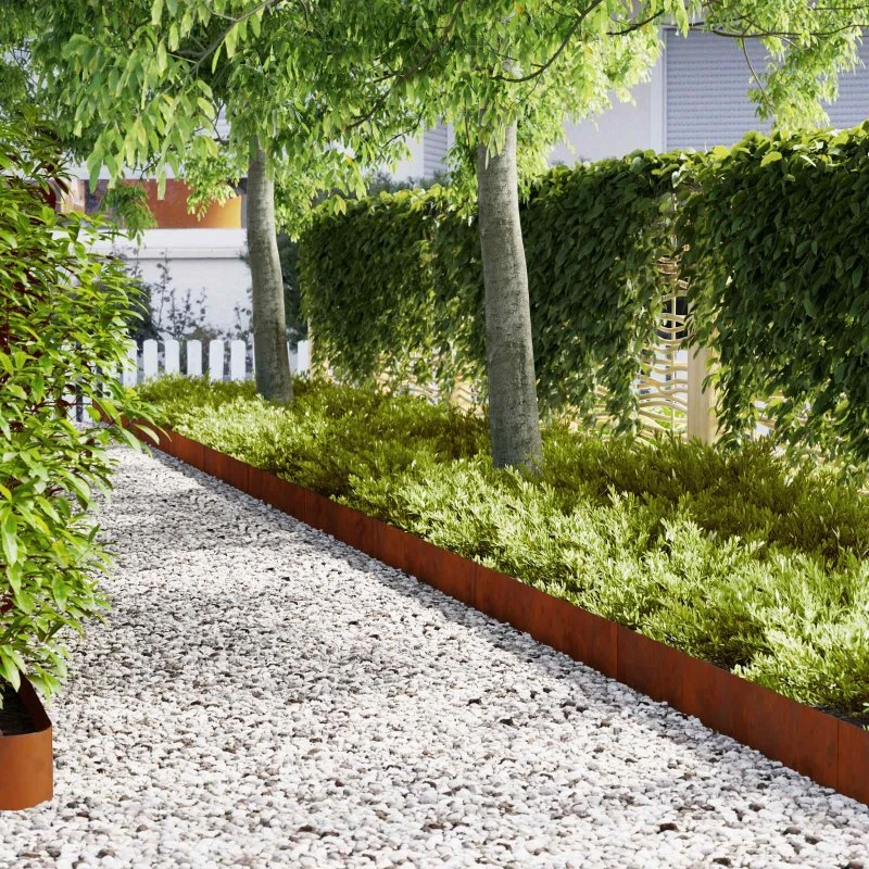 vidaXL Plænekant 50 stk, Brun, 100 x 0,05 x 20 cm, Cortenstål