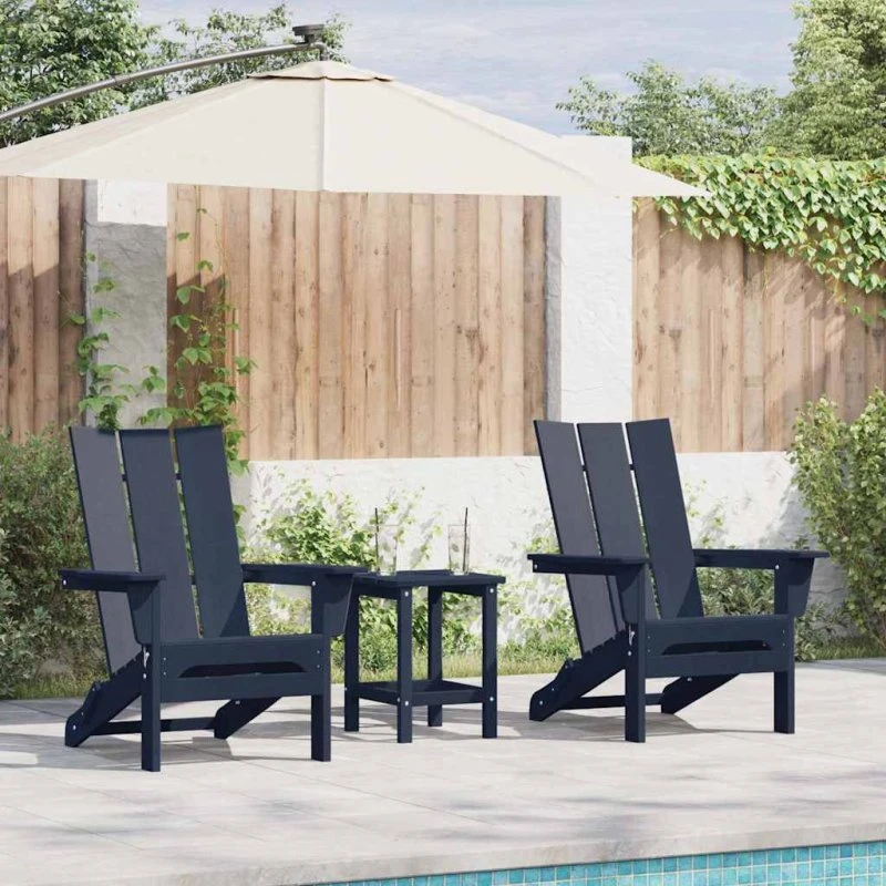 vidaXL Havestol 3 stk Marineblå 80,5 x 74,5 x 92 cm Polyethylen