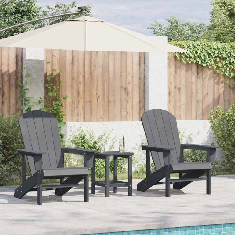 vidaXL Have Stol 2 stk Lysegrå 82 x 74 x 92 cm Polyethylen