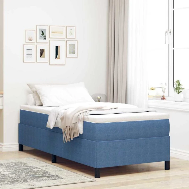 vidaXL Box spring seng, Blå, 80 x 200 cm, Velourstof