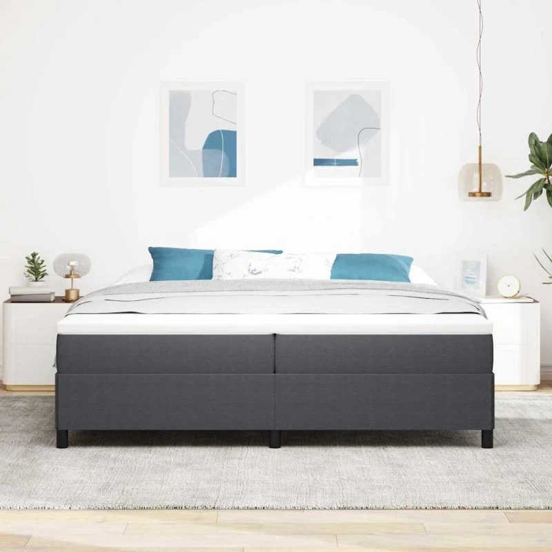 vidaXL Box Spring Seng Mørkegrå 200x200 cm Velourstof