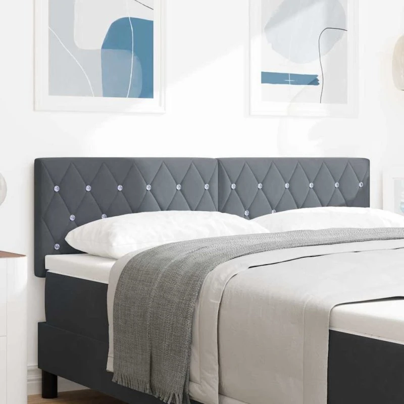 vidaXL Hovedgærde Mørkegrå 144 cm Fløjl