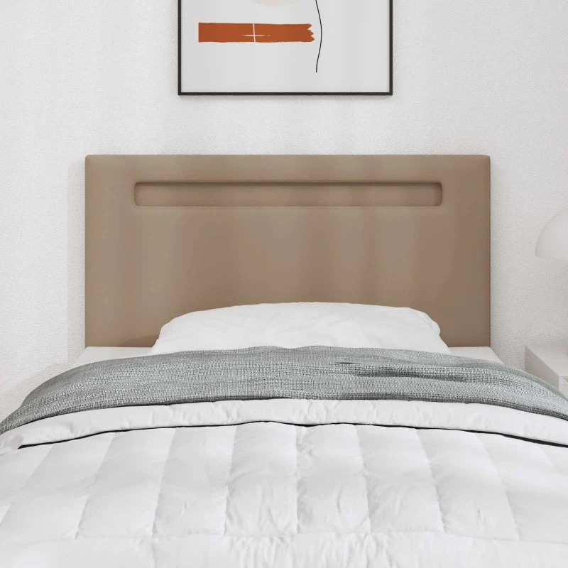 vidaXL LED-sengegavl Cappuccino 90 cm, faux læder
