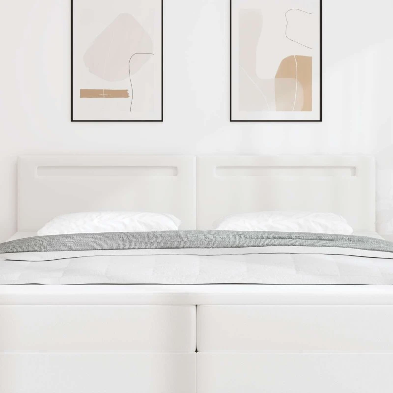 vidaXL LED-sengegavl Hvid 200 cm Faux læder