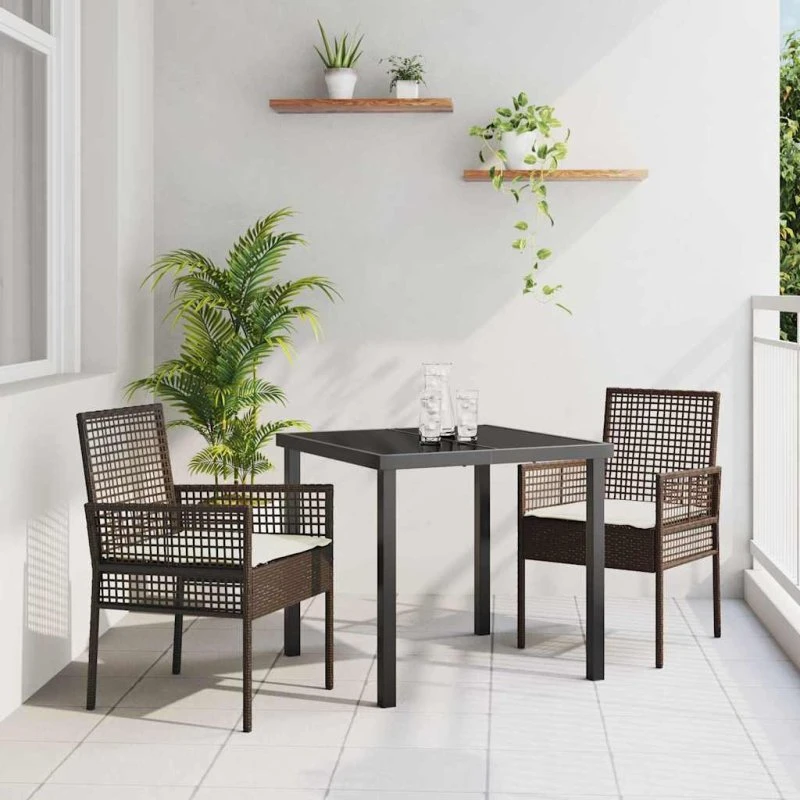 vidaXL Have Stol 2 stk Brun 55 x 53 x 85 cm Polyrattan