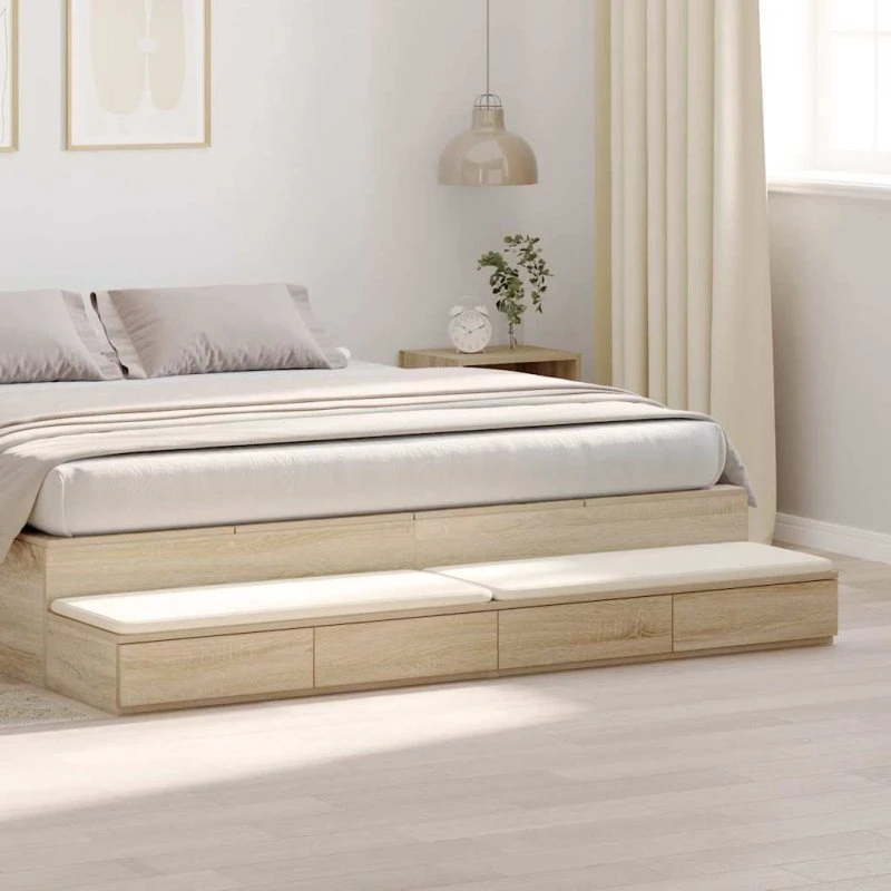 vidaXL Sengeskuffer Sonoma Eg 200 x 36,5 x 16,5 cm Konstrueret Træ
