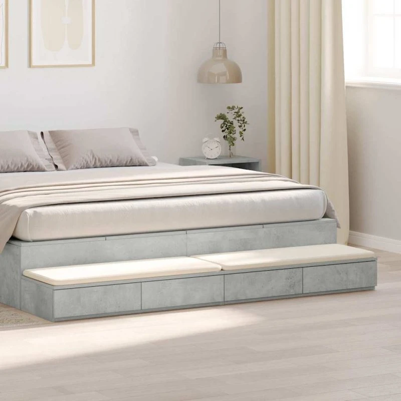vidaXL Sengeskuffer Beton Grå 180 x 36,5 x 16,5 cm Konstrueret Træ