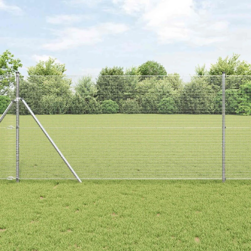 vidaXL Svejset Trådhegn Sølv 1,2 x 25 m