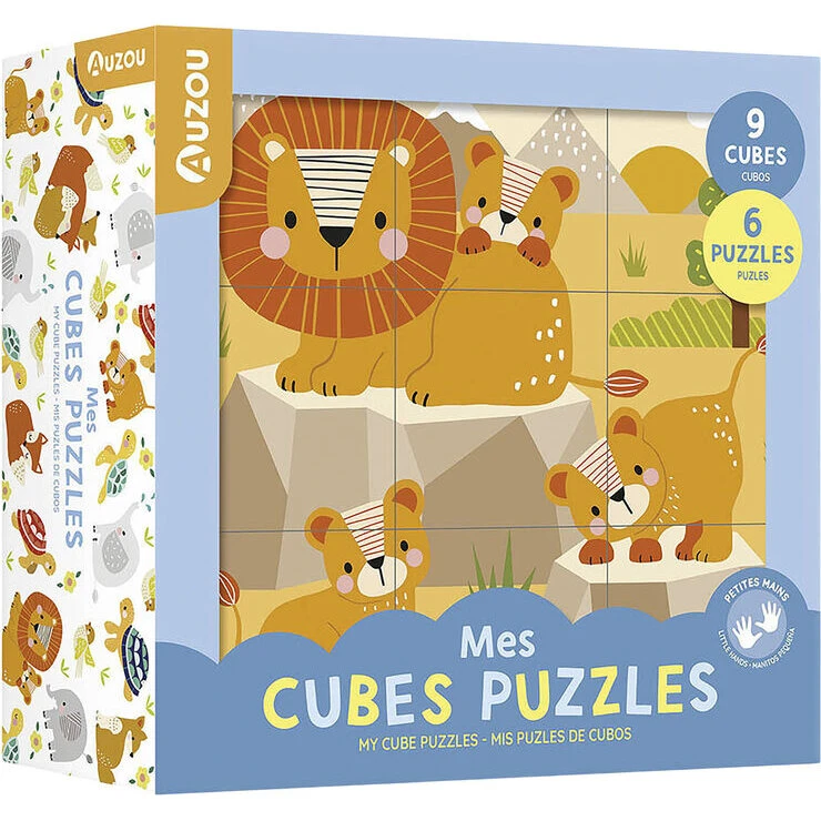 Auzou Klodspuslespil Løver – 9 brikker, 6 motiver (2+)