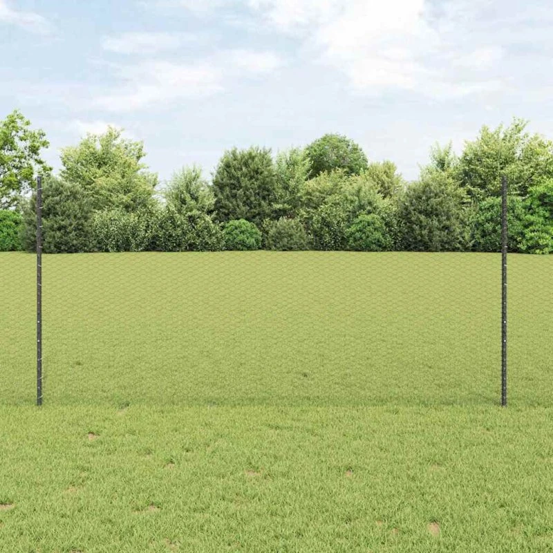 vidaXL Hegn med Post Grå 1,2 x 25 m Stål