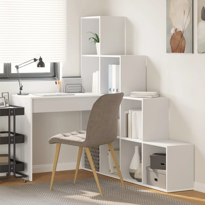 vidaXL Hjørneskrivebord Hvid 101,5 x 149,5 x 149,5 cm Konstrueret Træ
